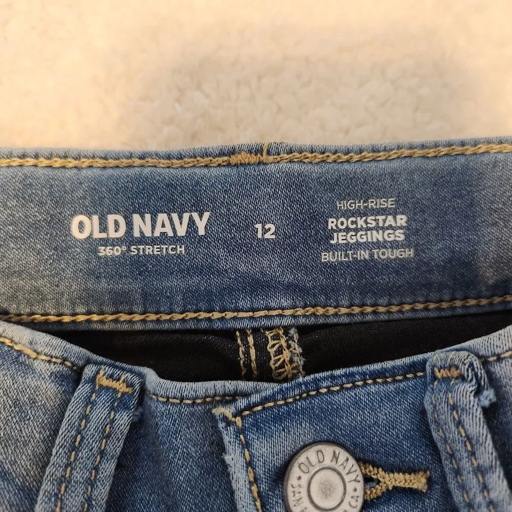 Old Navy Girls High Rise Rockstar Jeggings 360 Stretch Adjustable Waist Size 12